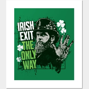 Irish Exit - Funny St. Patricks Day Drinking Posters and Art